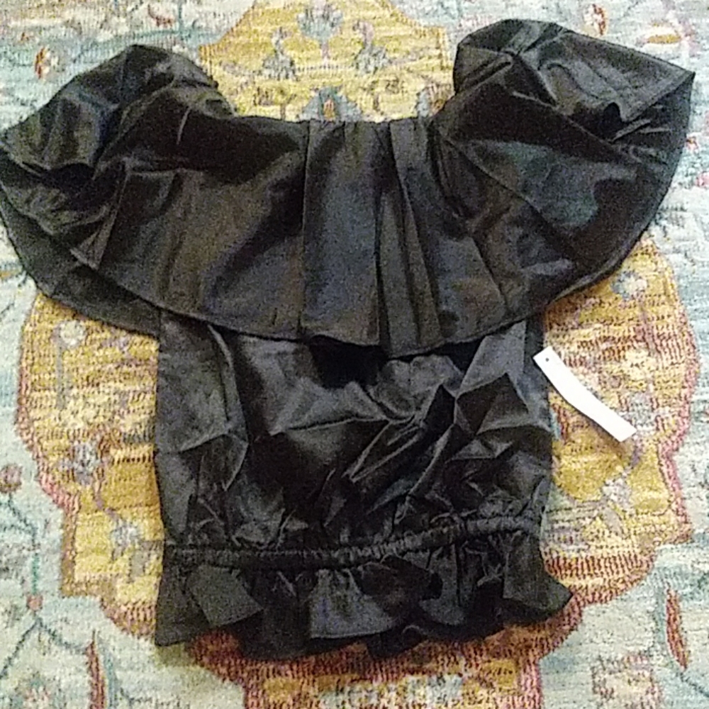 ⭐Rachel lym black ruffle swim cover top nwt xs